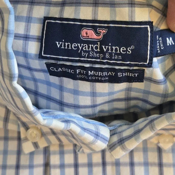 Vineyard Vines Classic Fit Murray Shirt Blue Plaid Button Down Pocket Shirt Med - Picture 2 of 8
